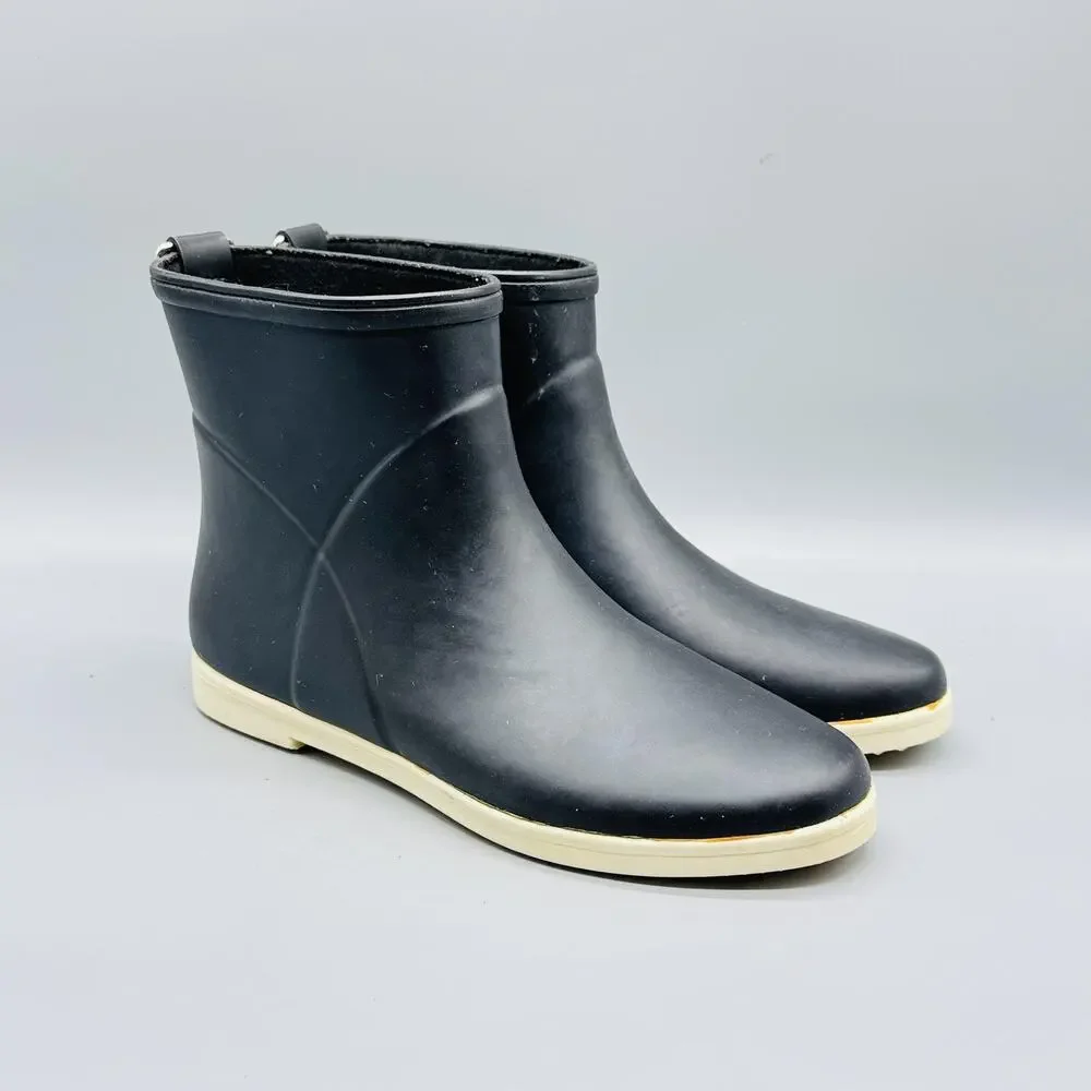 Alice + Whittles Boots Women 7 Black Rubber Ankle Rain Waterproof Madewell Shoes